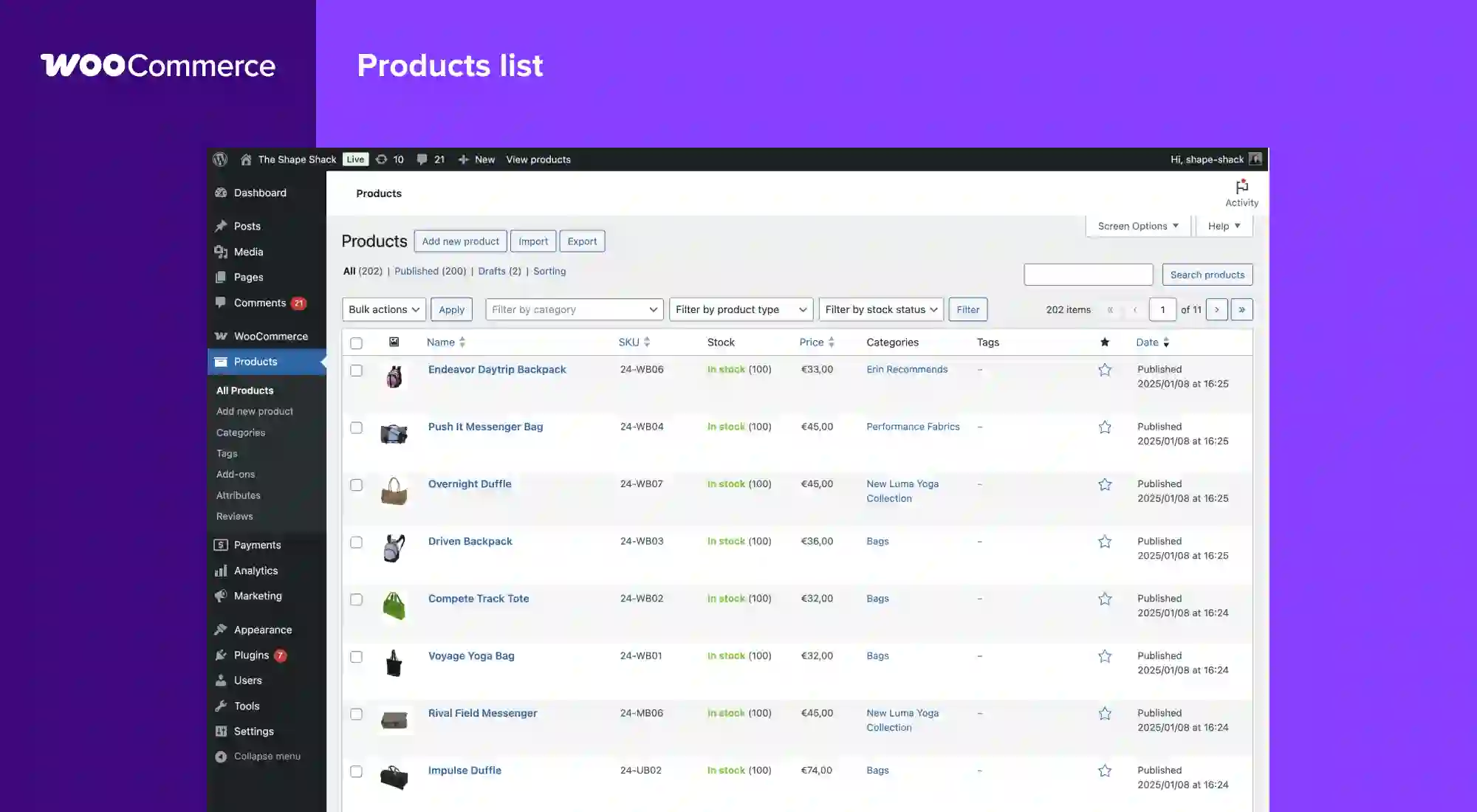 Crea una struttura di prodotto pulita in WooCommerce