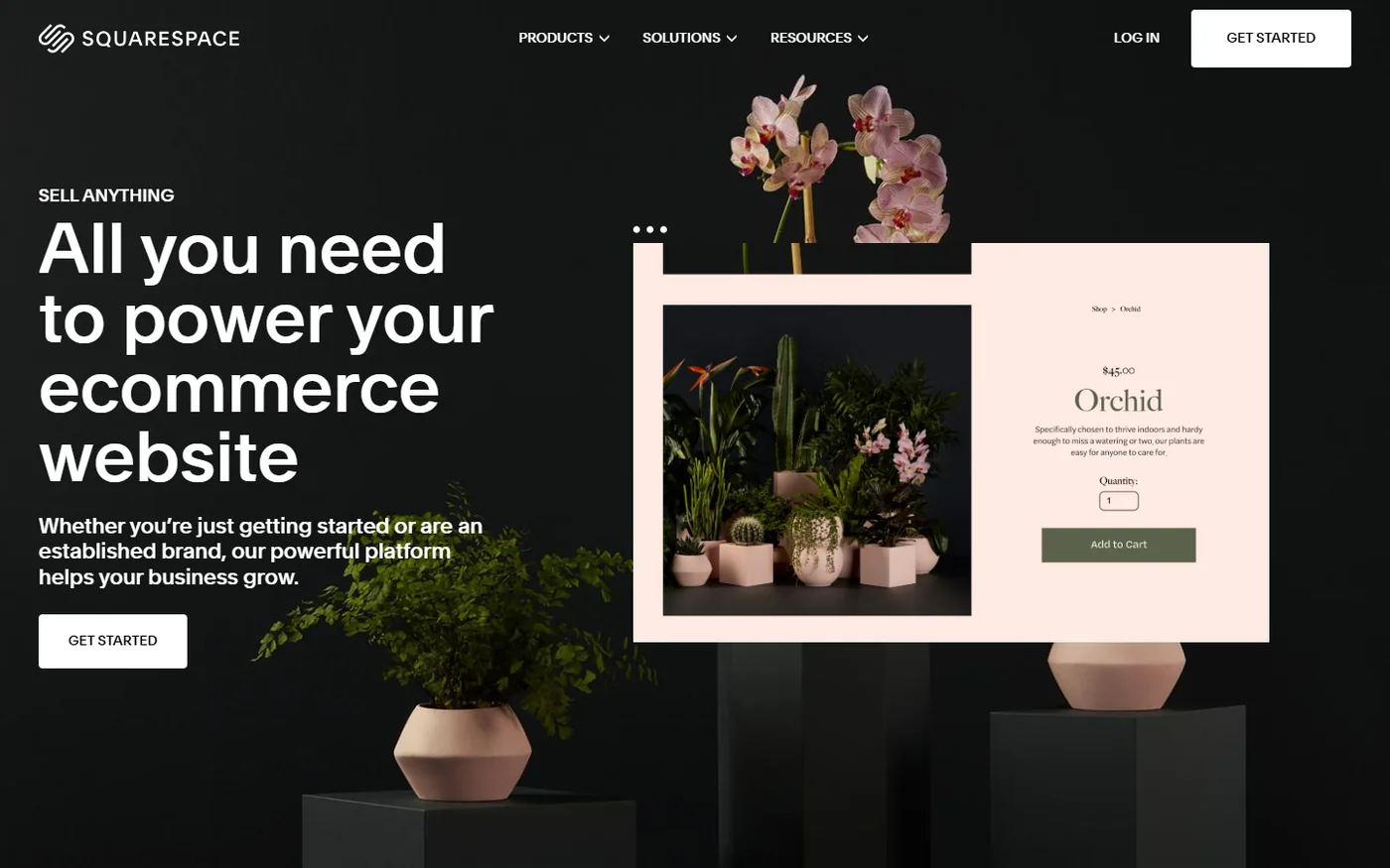 Página do criador de lojas virtuais Squarespace com um exemplo de anúncio de produto