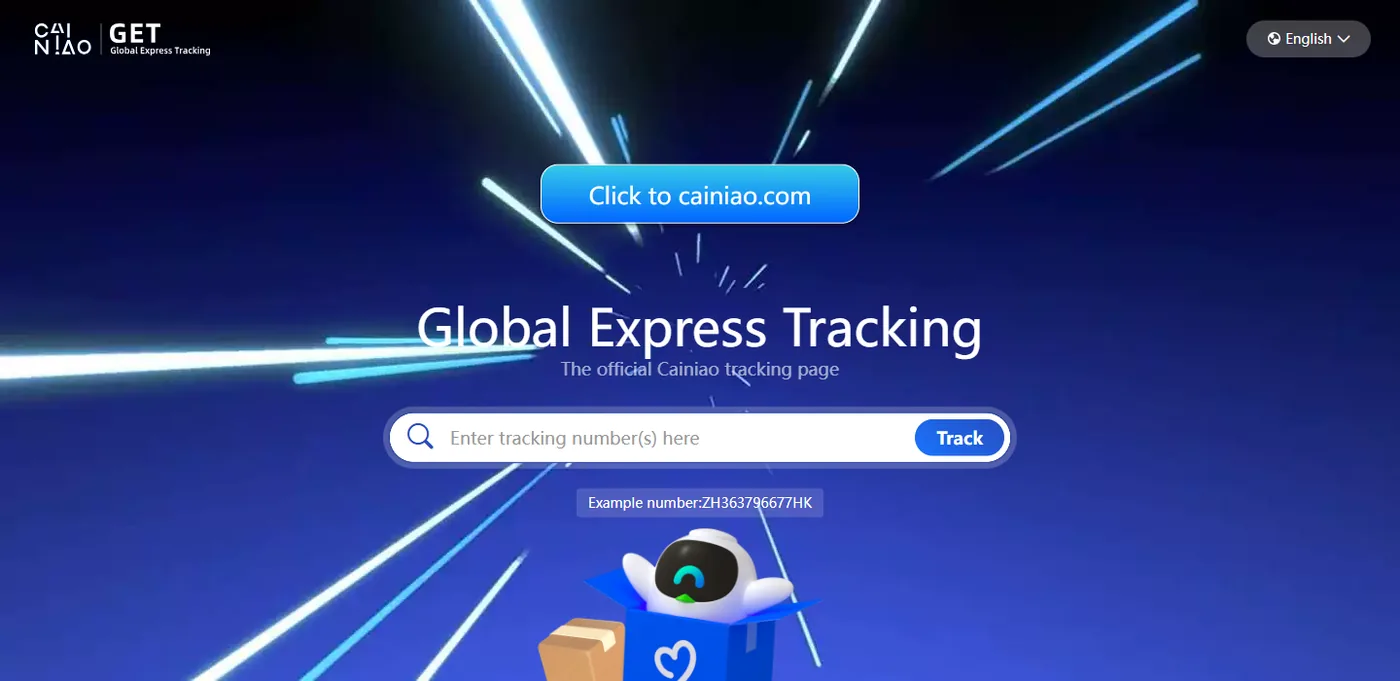 Global-Express-Tracking-Seite von Cainiao für AliExpress-Sendungsnummern