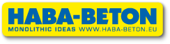 HABA-BETON logo with slogan Monolithic Ideas and website URL www.haba-beton.eu