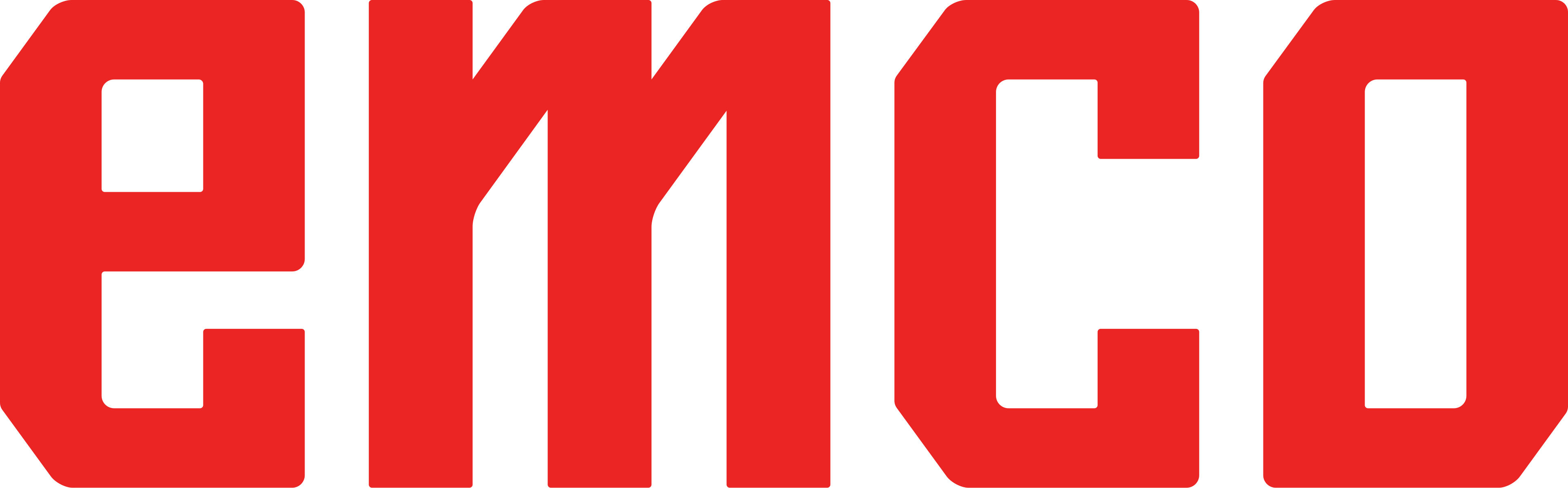 Rotes Emco-Logo mit fetten Großbuchstaben.