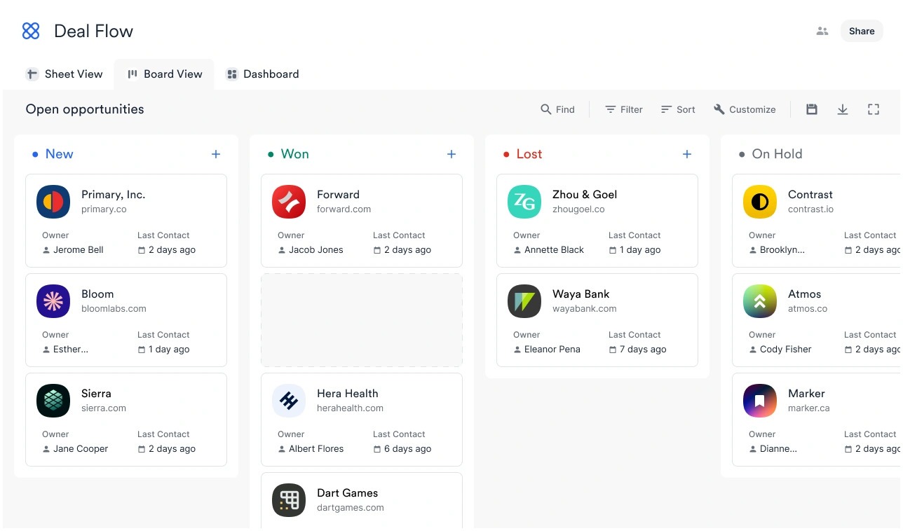 Screenshot of the Affinity private equity CRM platform