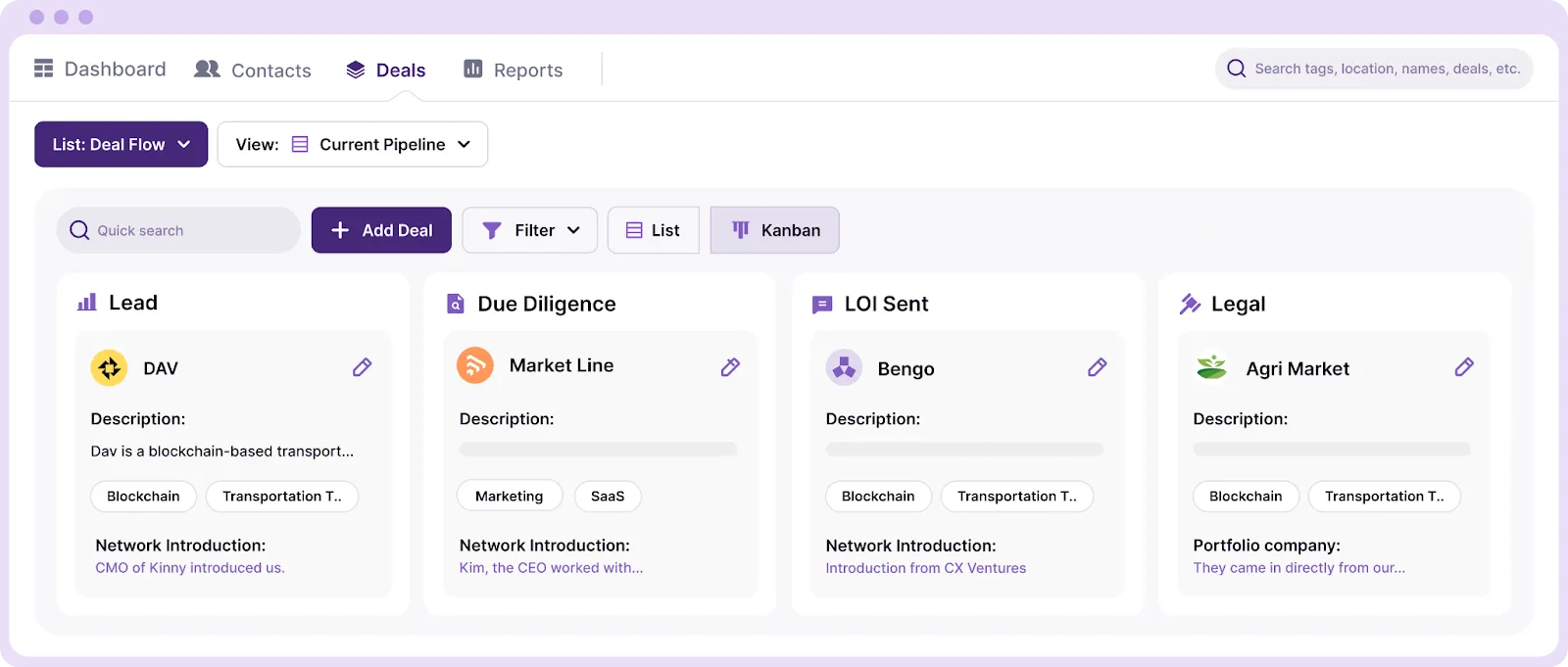 Dashboard SS with deal flow list order