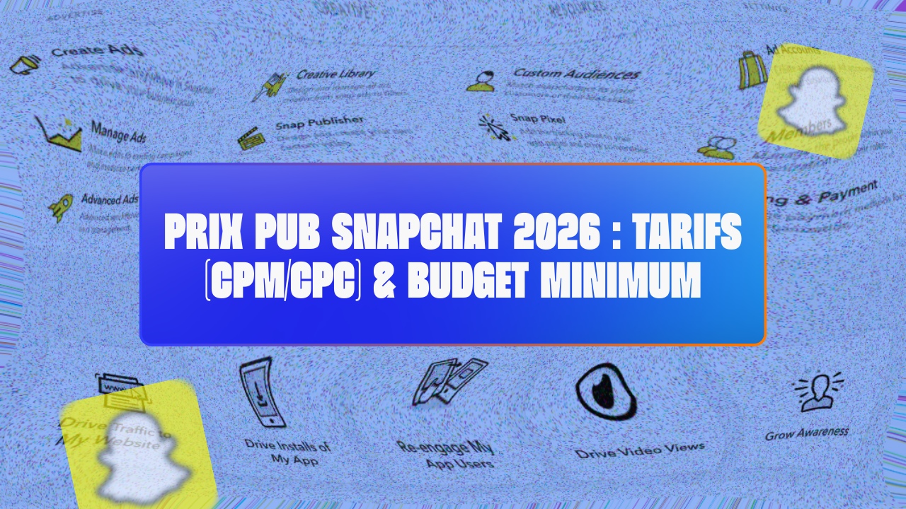 Prix Pub Snapchat 2026 : Tarifs (CPM/CPC) & Budget Minimum
