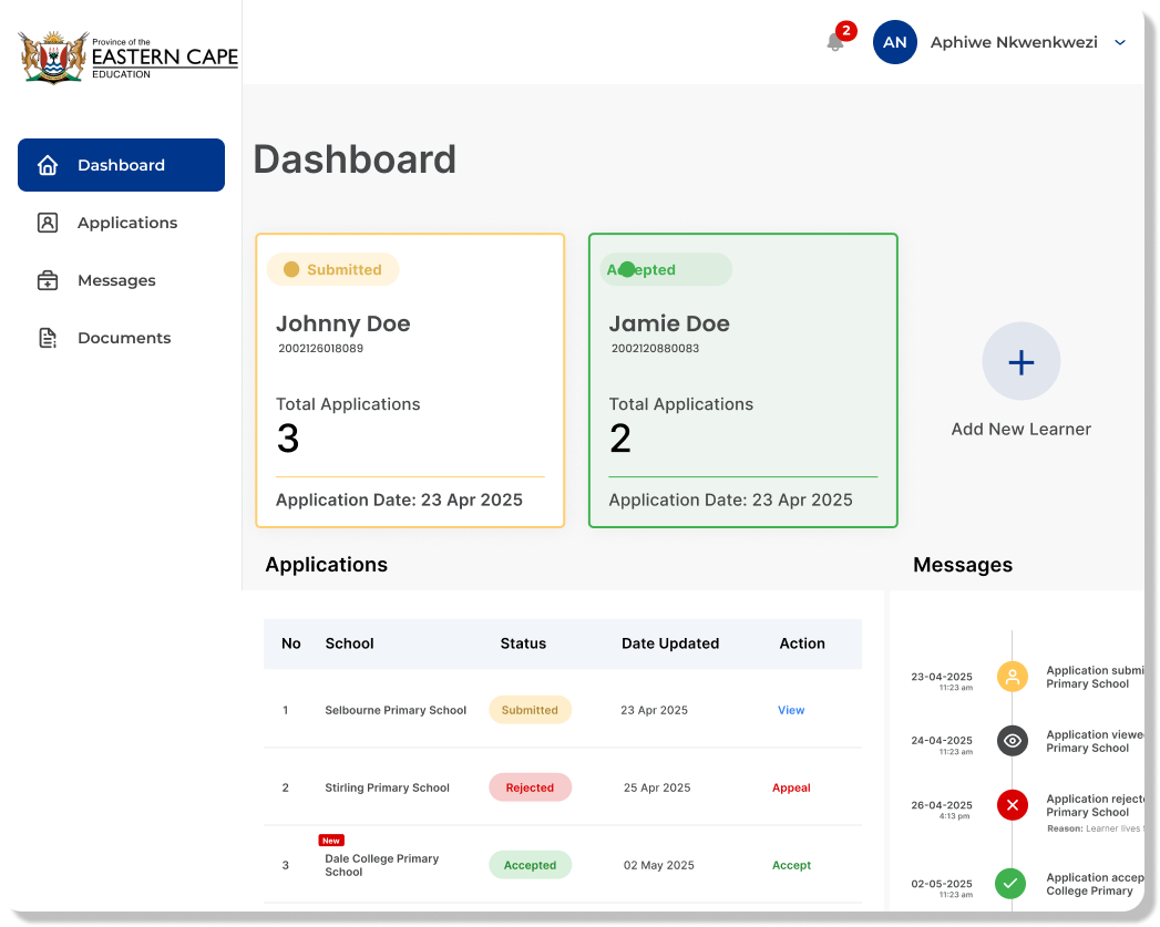 A Vue.js dashboard built for a client