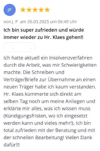 Eine Bewertung über Rechtsanwalt Thomas Klaes, Fachanwalt in Köln