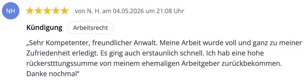 Eine Bewertung über Rechtsanwalt Thomas Klaes, Fachanwalt in Köln