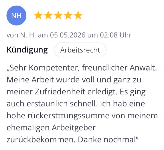 Eine Bewertung über Rechtsanwalt Thomas Klaes, Fachanwalt in Köln