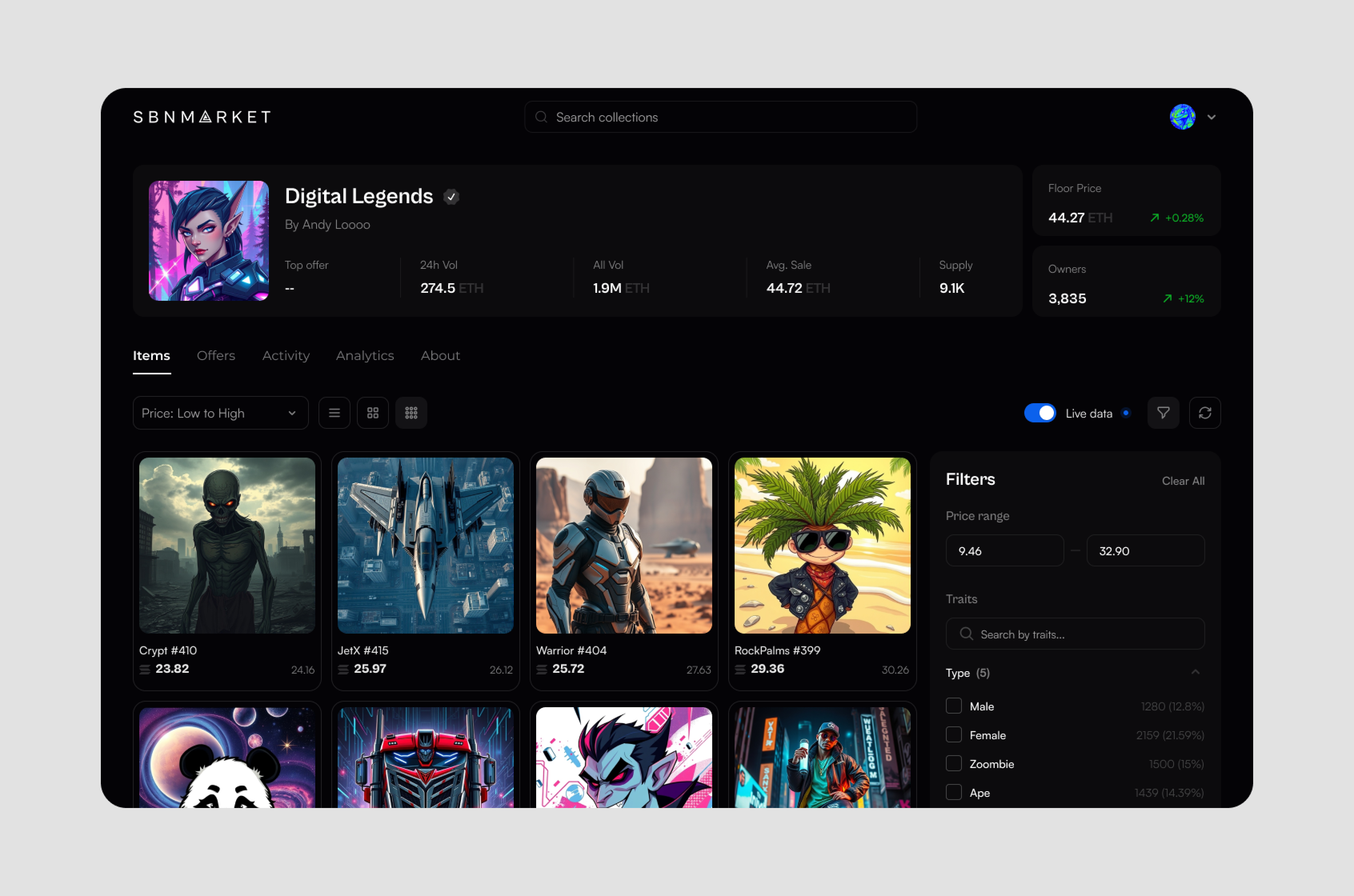 Design for crypto, nft selling platform