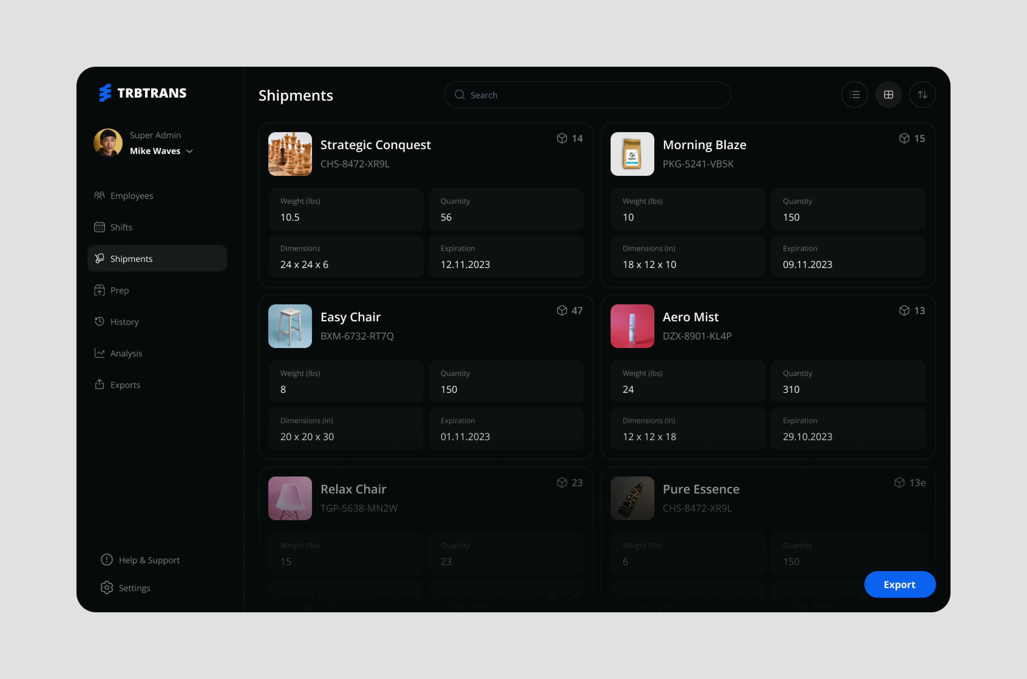 UX/UI design for logistics company