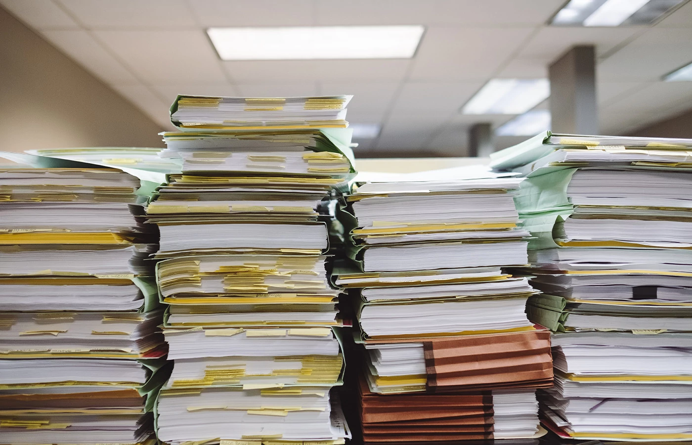 Stacks of printed files