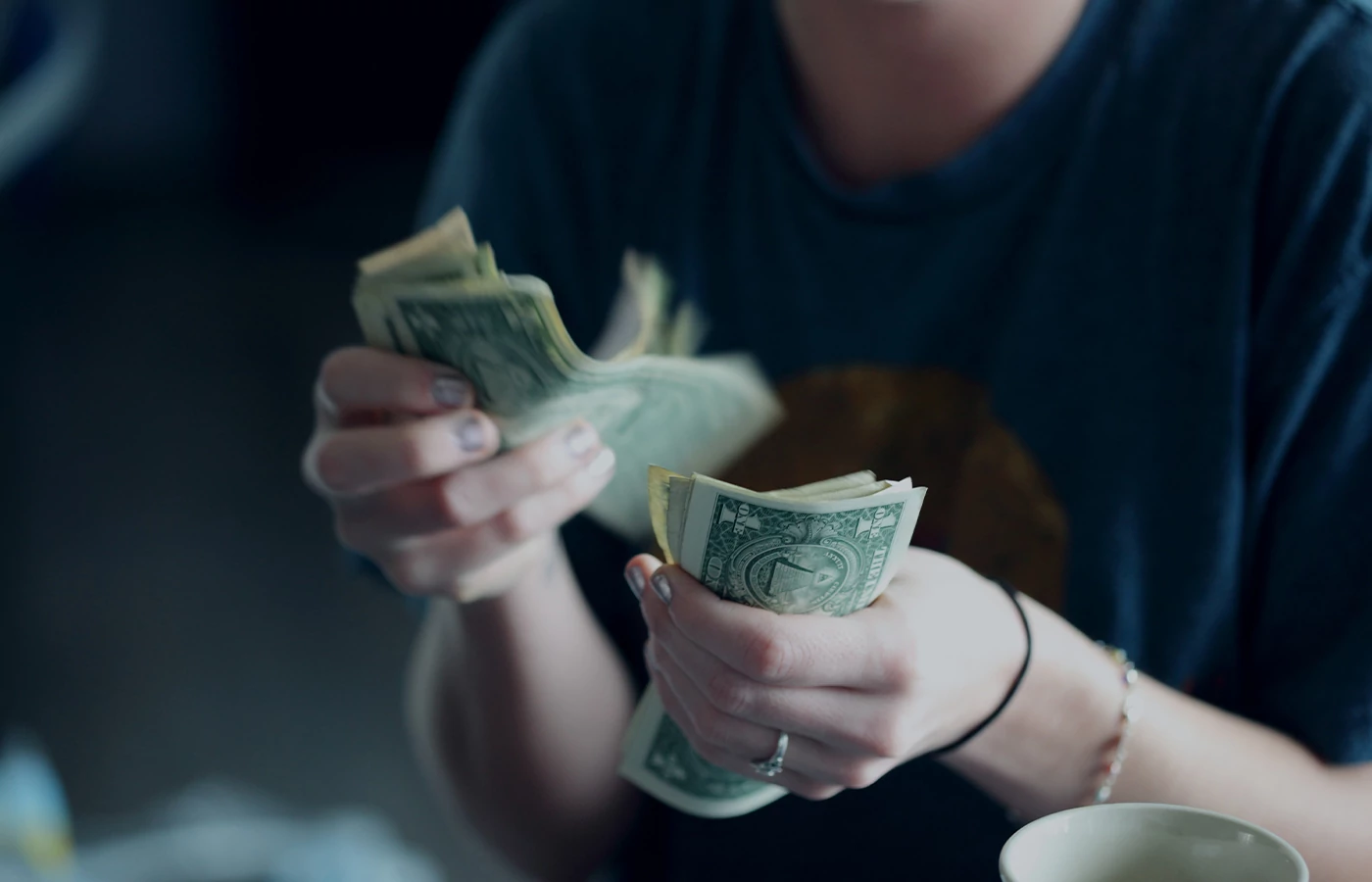 Counting money in hands