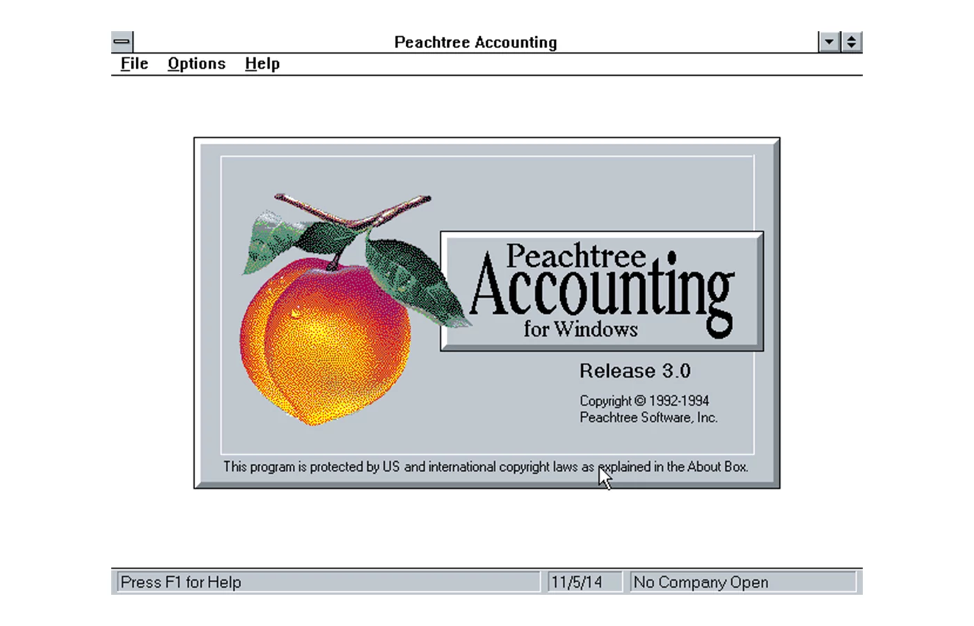 Peachtree Accounting Software Release 3.0 Splash Screen