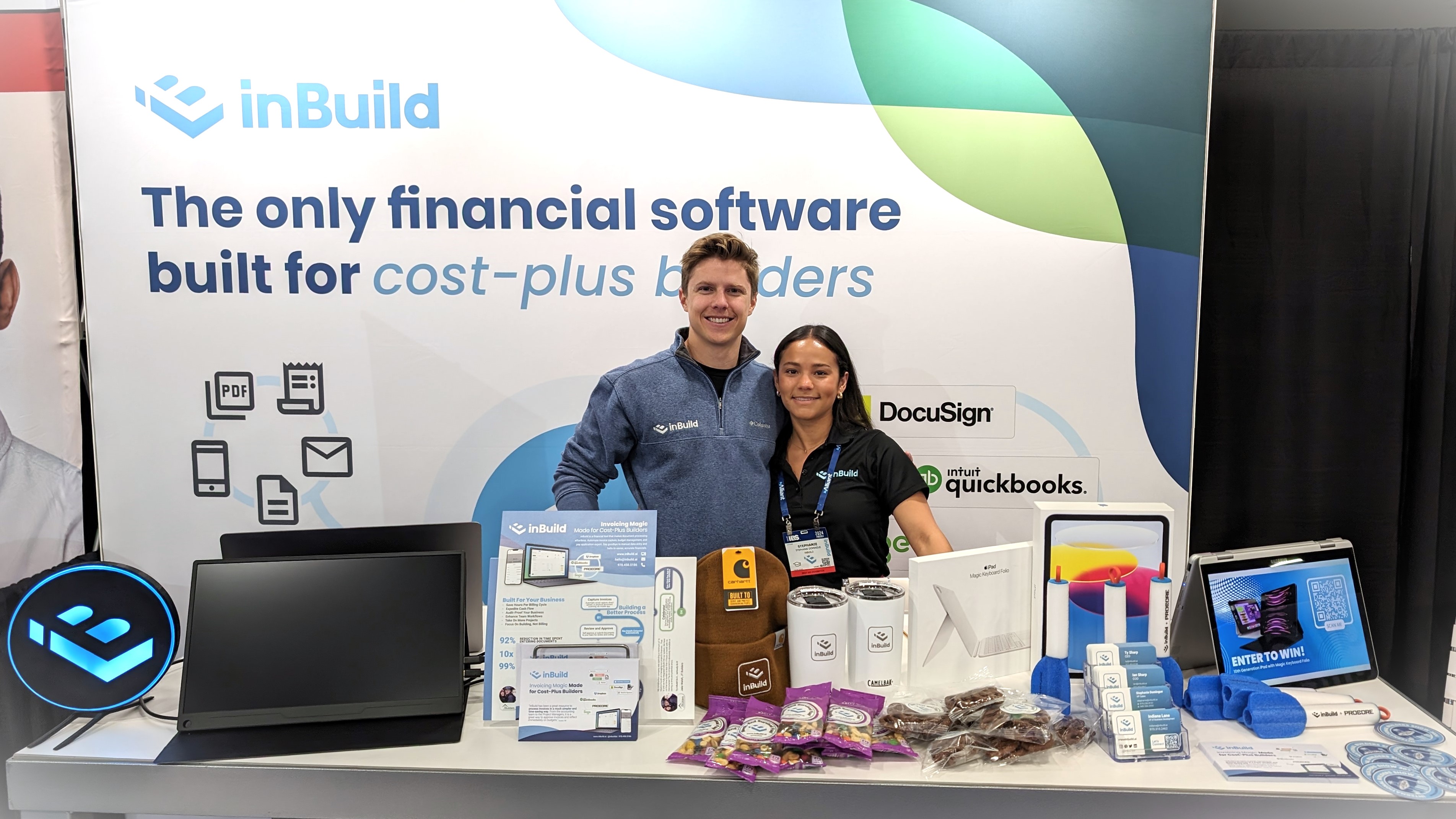 Ty Sharp (Co-Founder) and Stephanie Domingue (VP Sales) at the inBuild booth