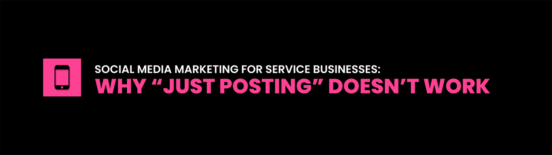 Black graphic with pink and white text: 'The problem usually isn't social media itself. It's the lack of strategy behind it.' A pink target icon sits below the text.