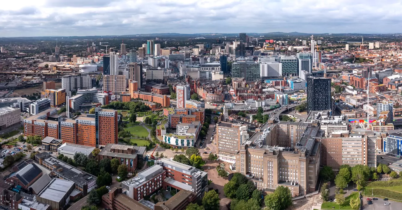 The skyline of Birmingham city centre in the west midlands.