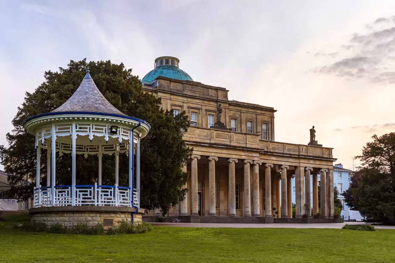 Old spa buildings in a Cheltenham park. 