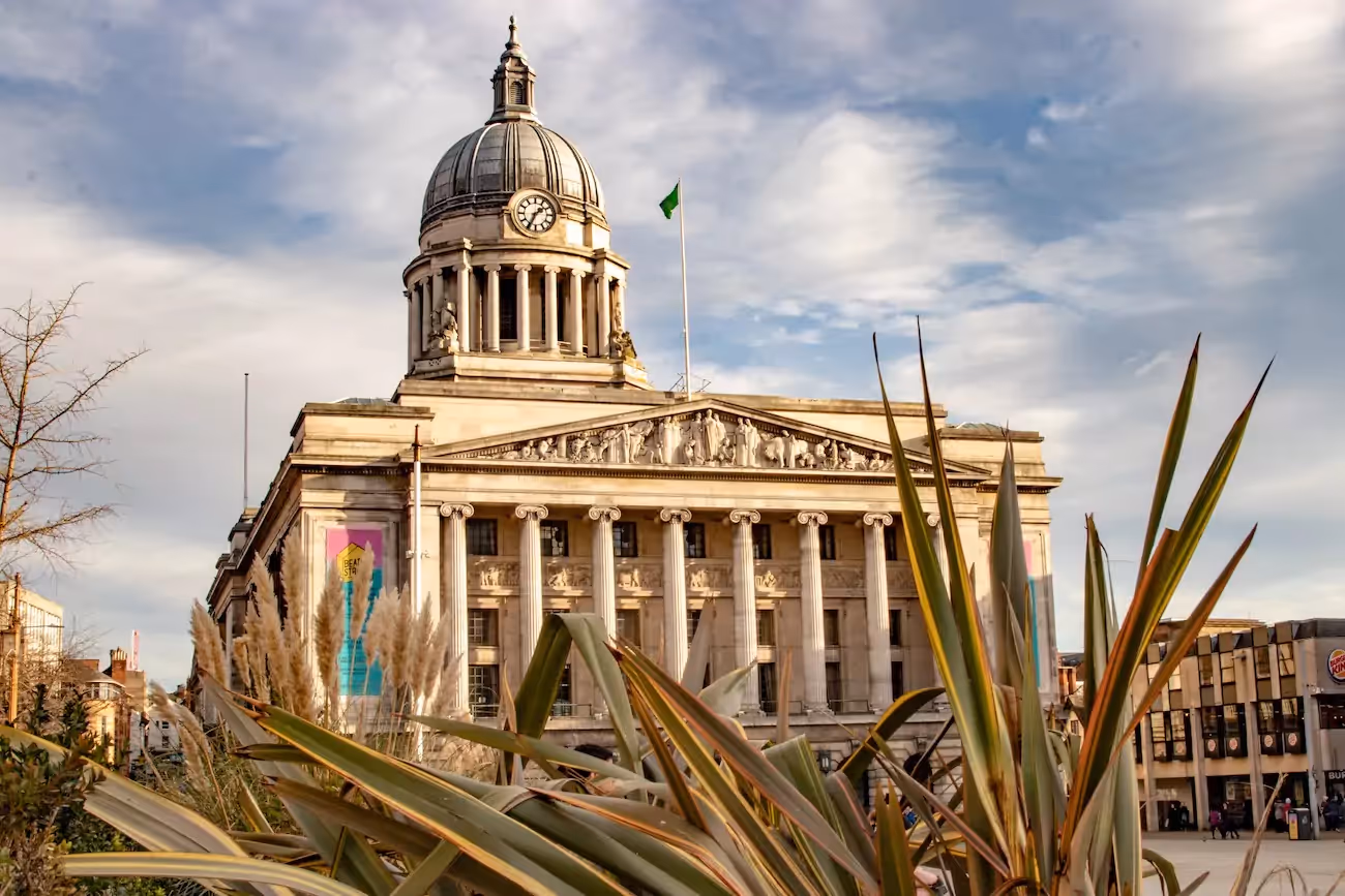 Nottingham town hall in the town centre.