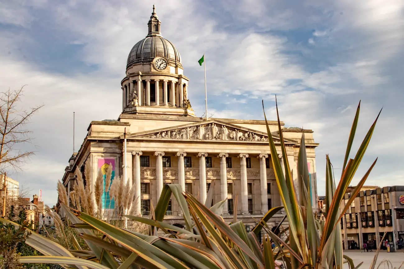 Nottingham town hall in the town centre.