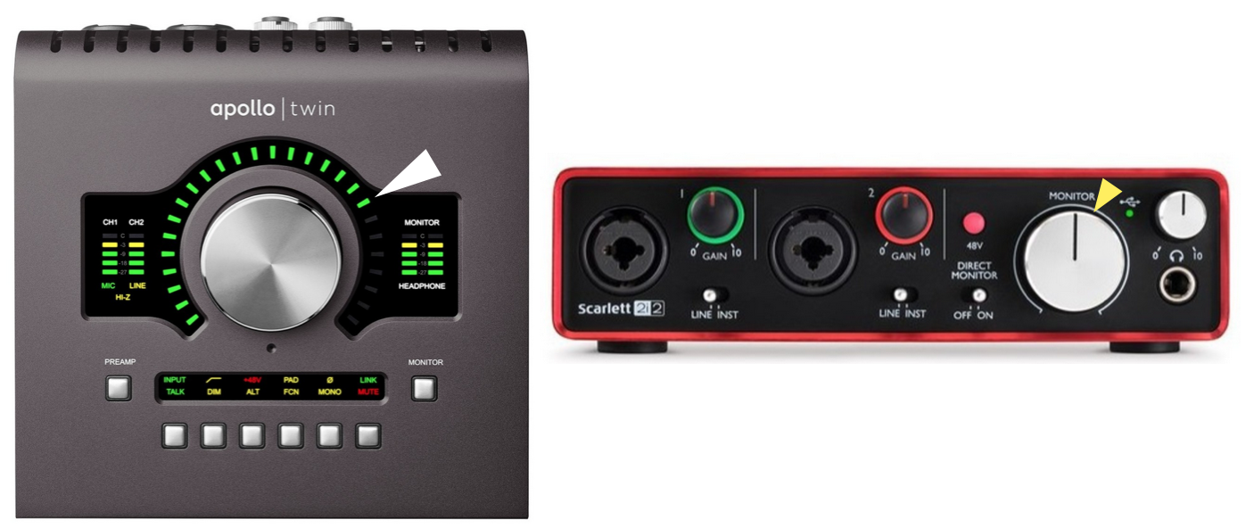 Image of Universal Audio Apollo Twin and Scarlett 2i2 audio interfaces