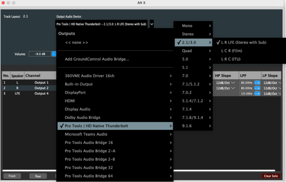 A screenshot of Ginger Audio Sphere's routing window