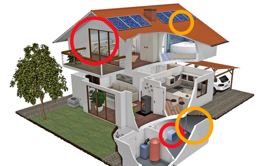 The attic, crawlspace, basement, and bedroom are highlighted. 