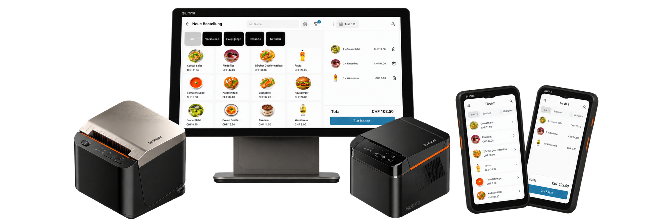 Mobiles und stationäres Gastro-Kassensystem mit SUNMI M3