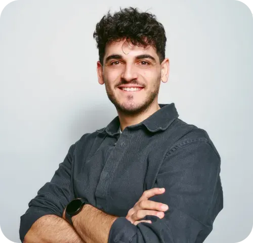 A man wearing a black shirt.