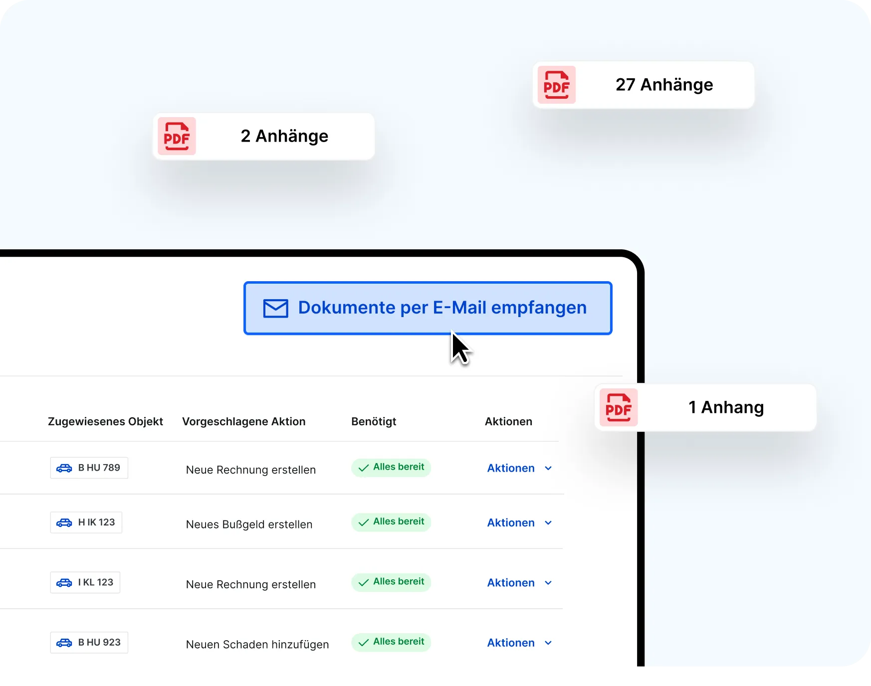 Screenshot mit der Option, Flottendokumente per E-Mail zu erhalten