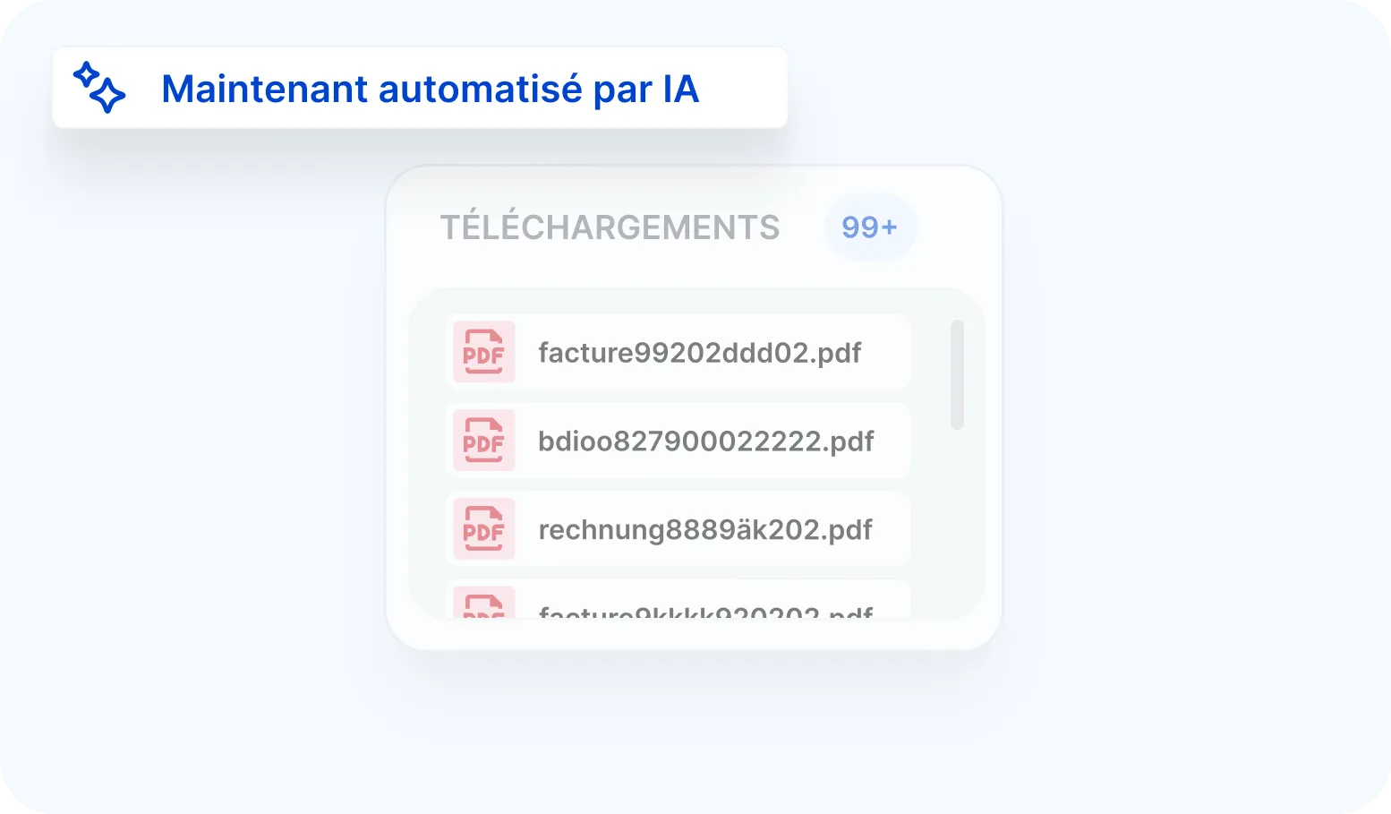 Capture d’écran montrant une liste de documents de flotte