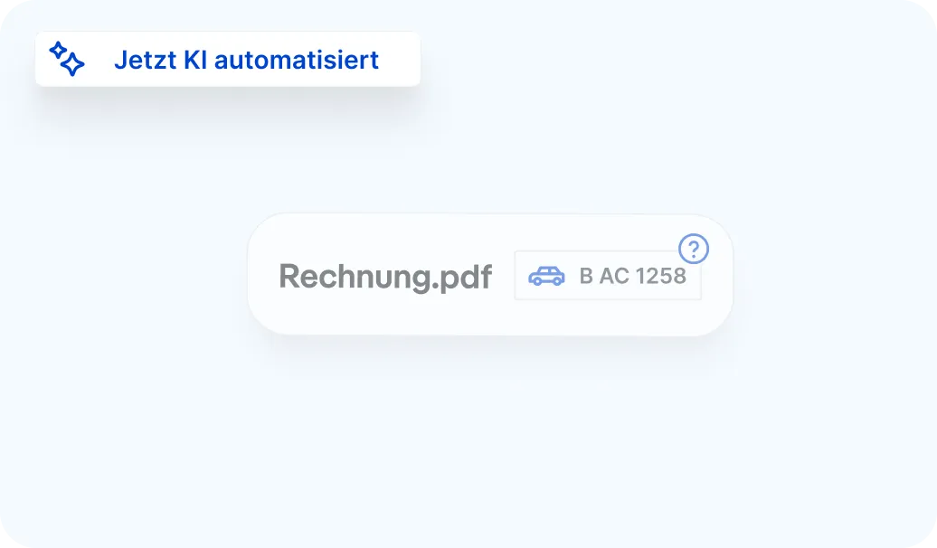 Screenshot eines Flottendokuments das automatisch einem Fahrzeug zugewiesen wird