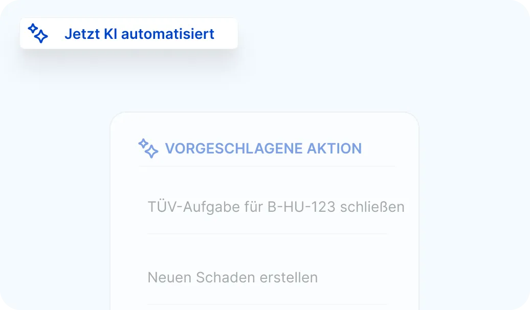 Screenshot von automatisierten Aktionen für ein Flottendokument