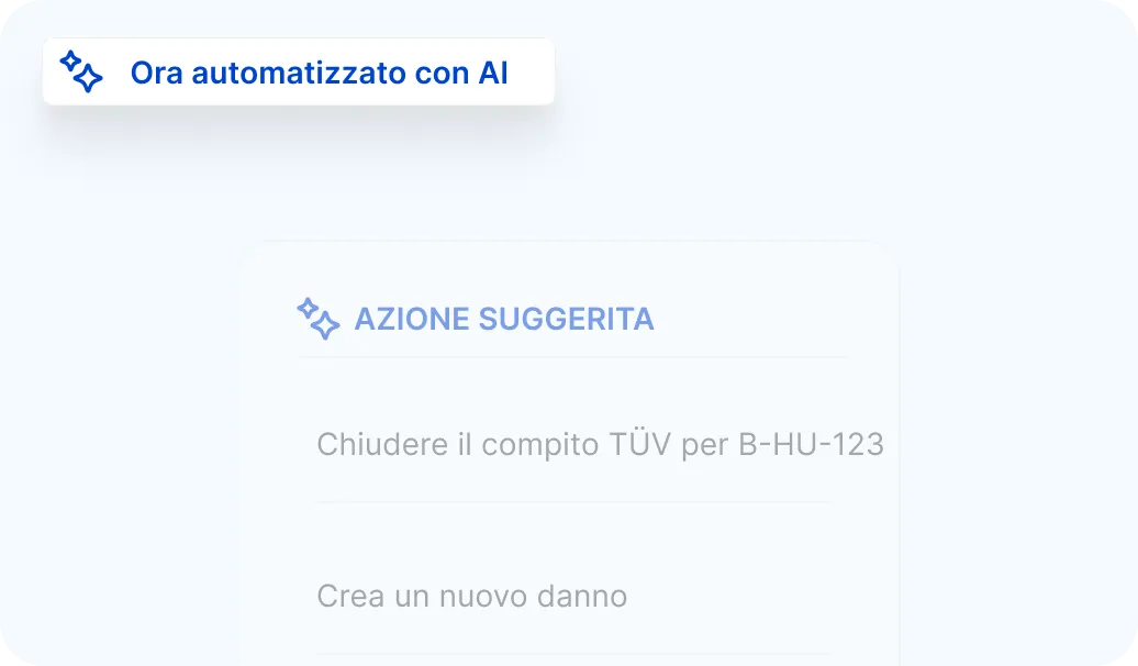 Screenshot di azioni automatizzate per un documento della flotta