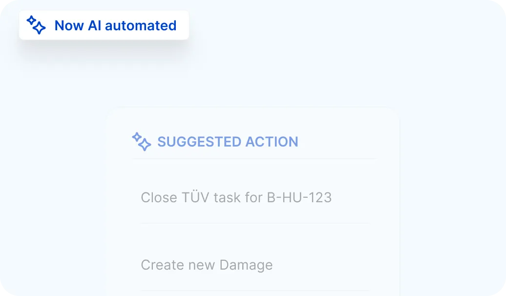 Screenshot of automated actions for a fleet document