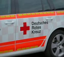 An emergency vehicle from the Deutsches Rotes Kreuz