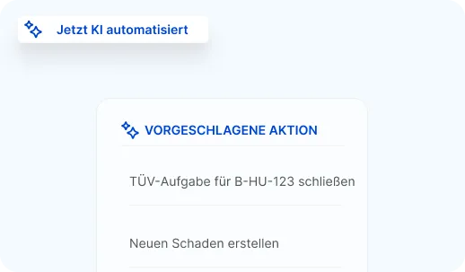 Screenshot von automatisierten Aktionen für ein Flottendokument