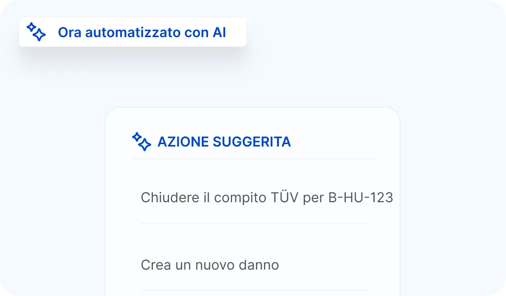 Screenshot di azioni automatizzate per un documento della flotta