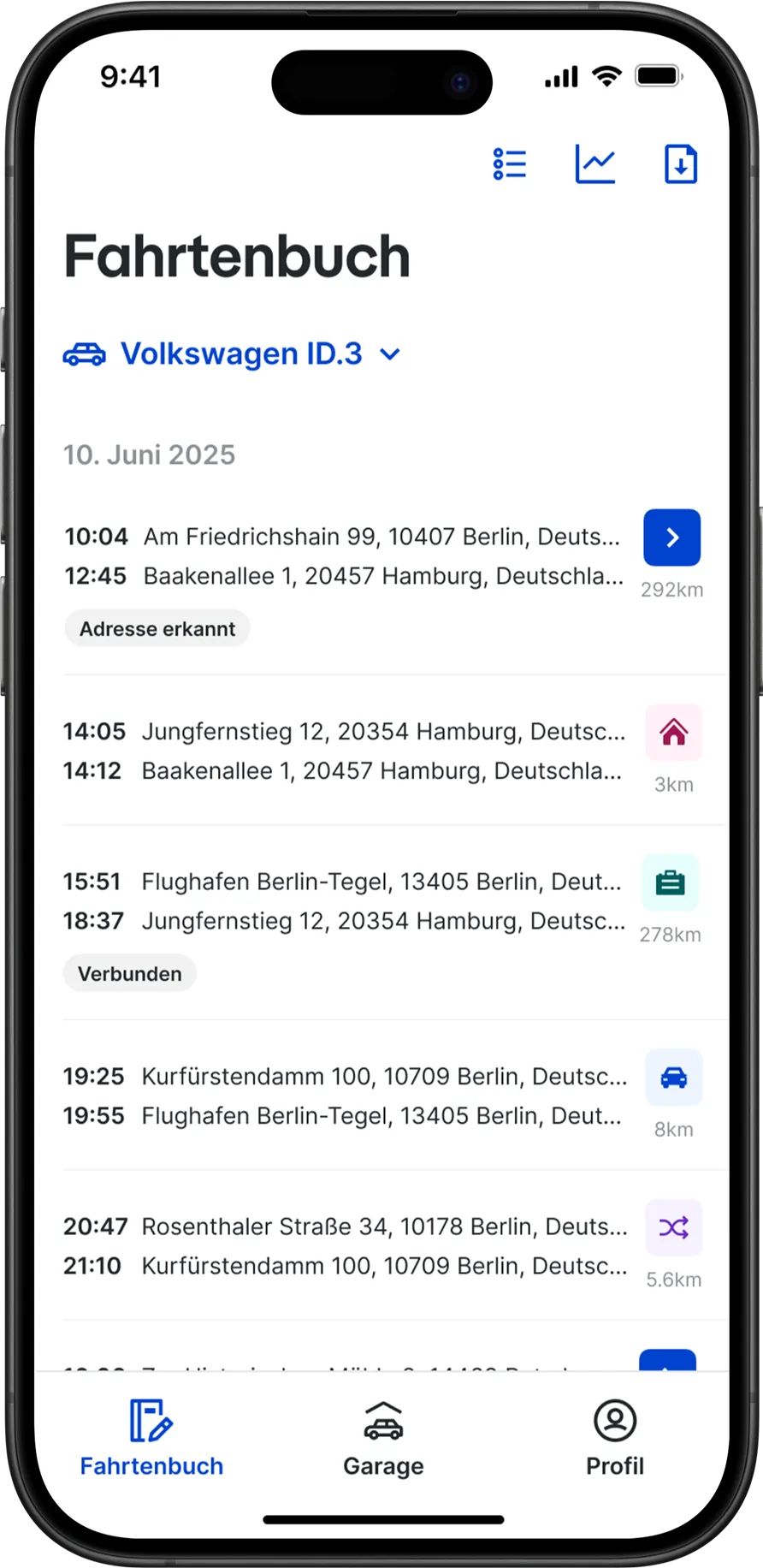 Offene Fahrten Fahrtenbuch