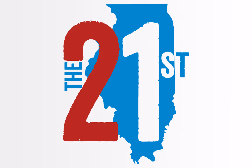 A graphic of the state of Illinois with 21st written over the graphic