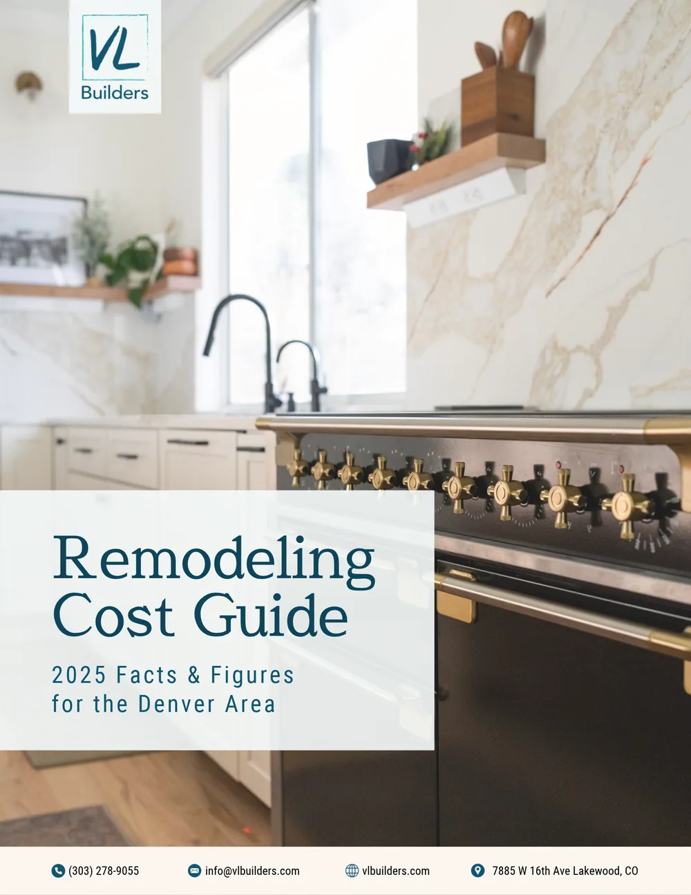 Cover of the VL Builders remodeling cost guide for the Denver area