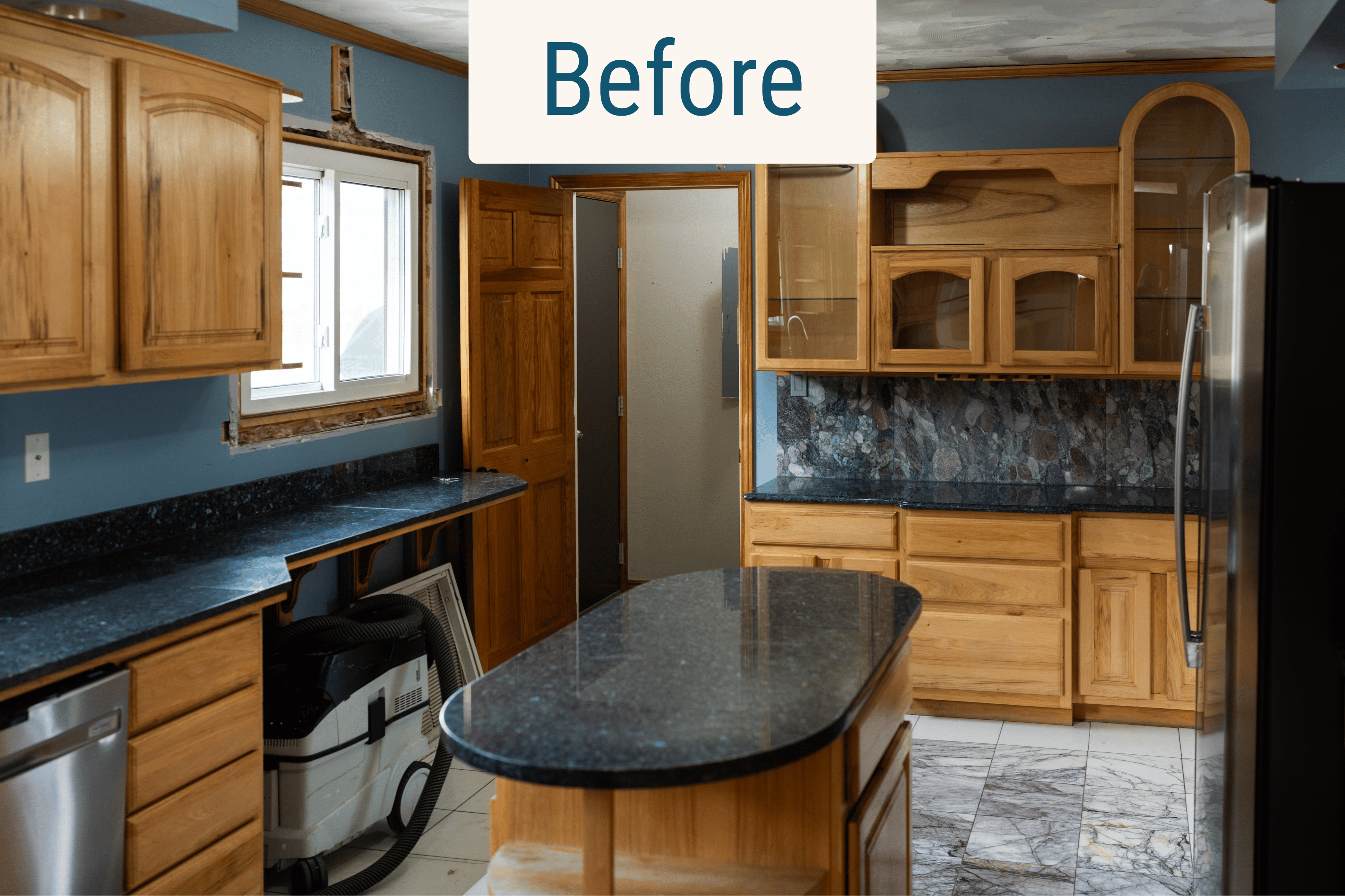 before mid century modern kitchen remodel