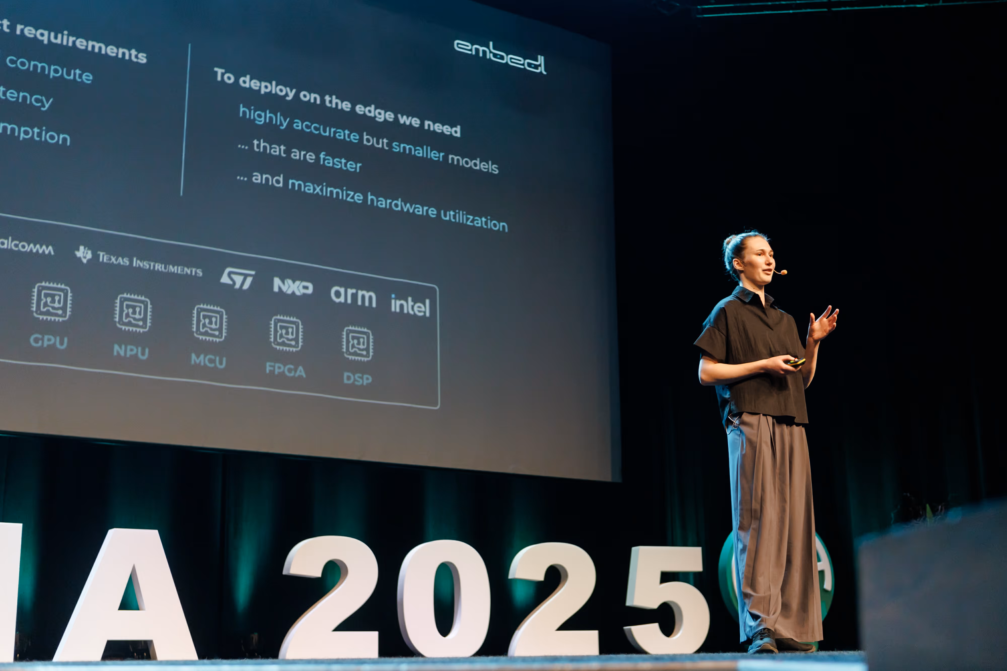 Jonna Matthiesen from Embedl during the 2025 GAIA Conference. Photo by Anton Kozyr.