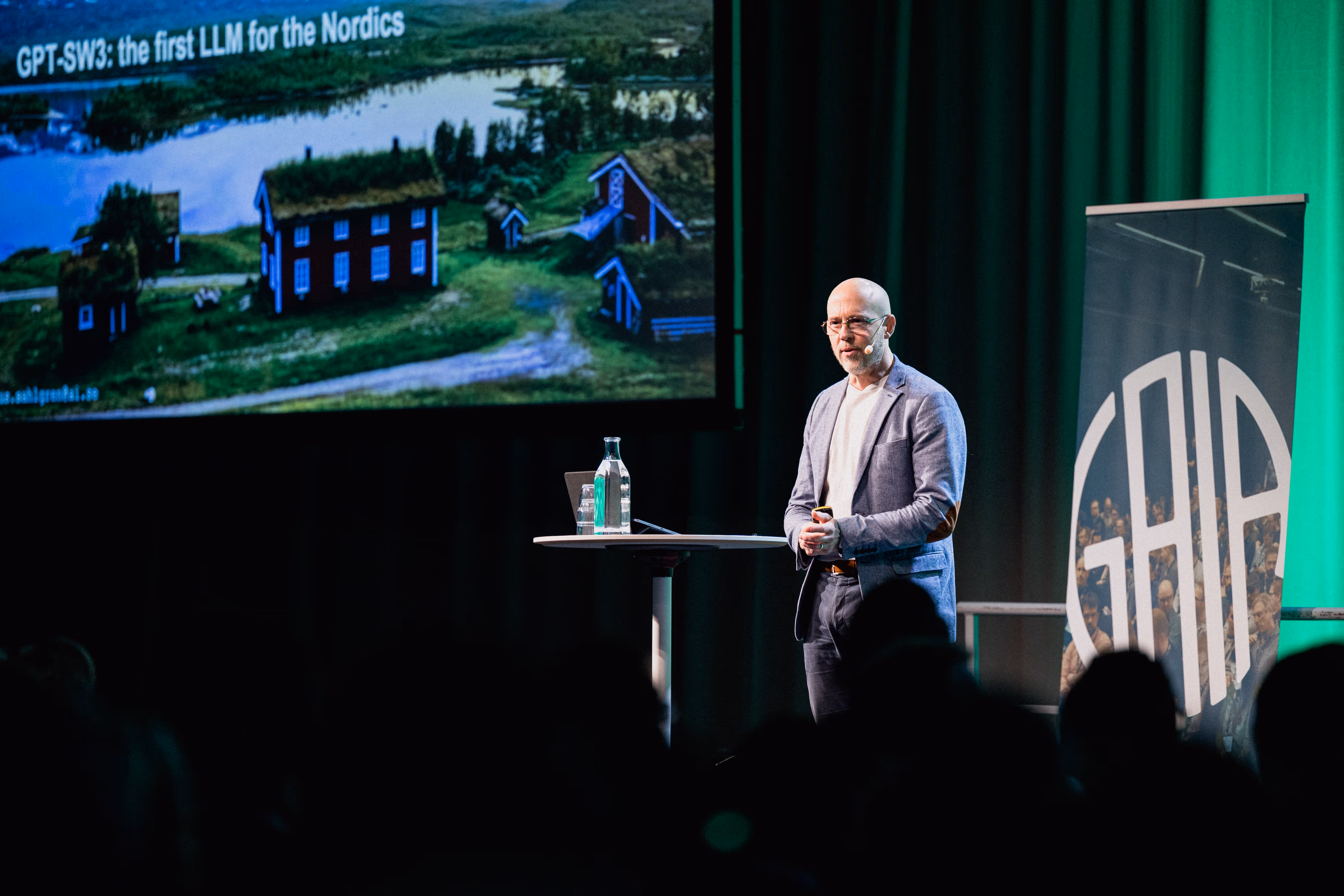 Magnus Sahlgren from AI Sweden during the 2023 GAIA Conference. Photo by Viktor Antončić.