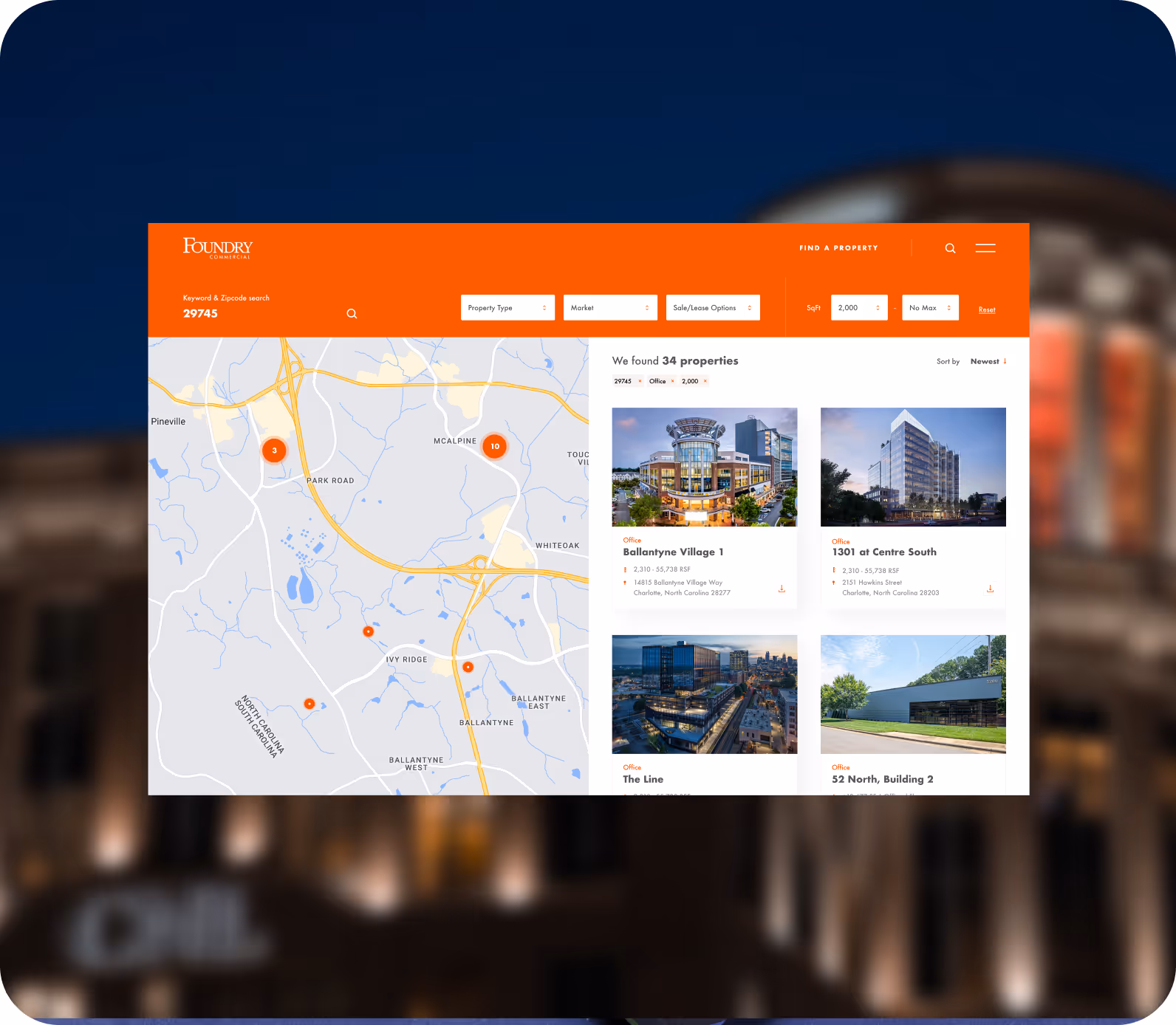 Commercial Real Estate Website Map and Filtering