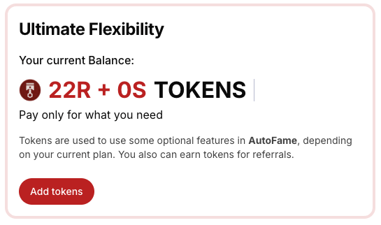 Ultimate Flexibility ... get extra tokens for AutoFame