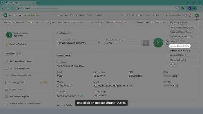 How to connect Dhan broker with uTrade Algos