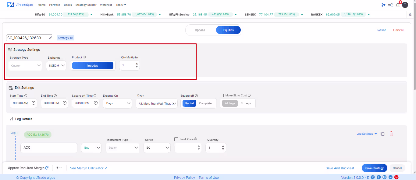 Configure Strategy Settings