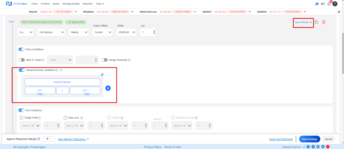 Strategy Builder, uTrade algos, Indian Traders