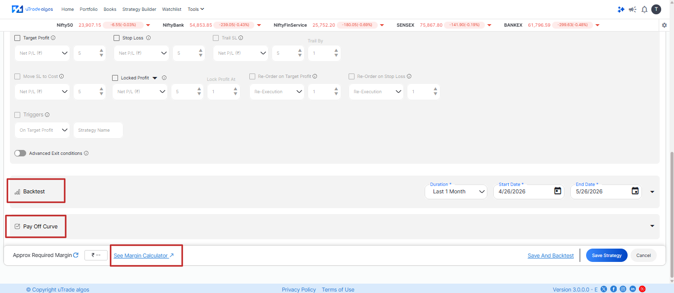 Build trading strategy without coding, utrade algos, Indian Traders, Analyse payoff curves & margin requirements