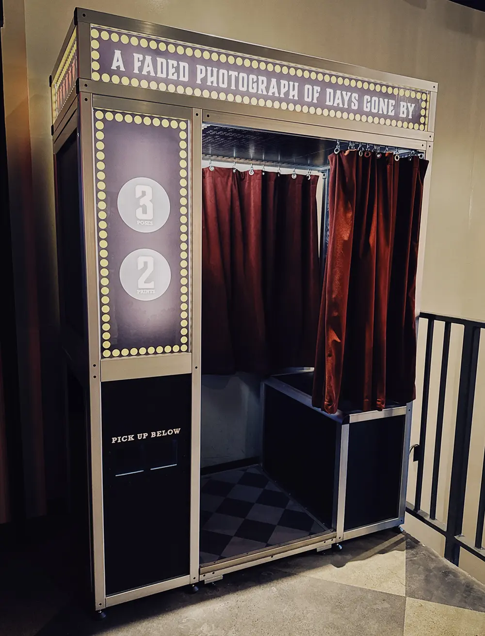 permanent photo booth installation in bar